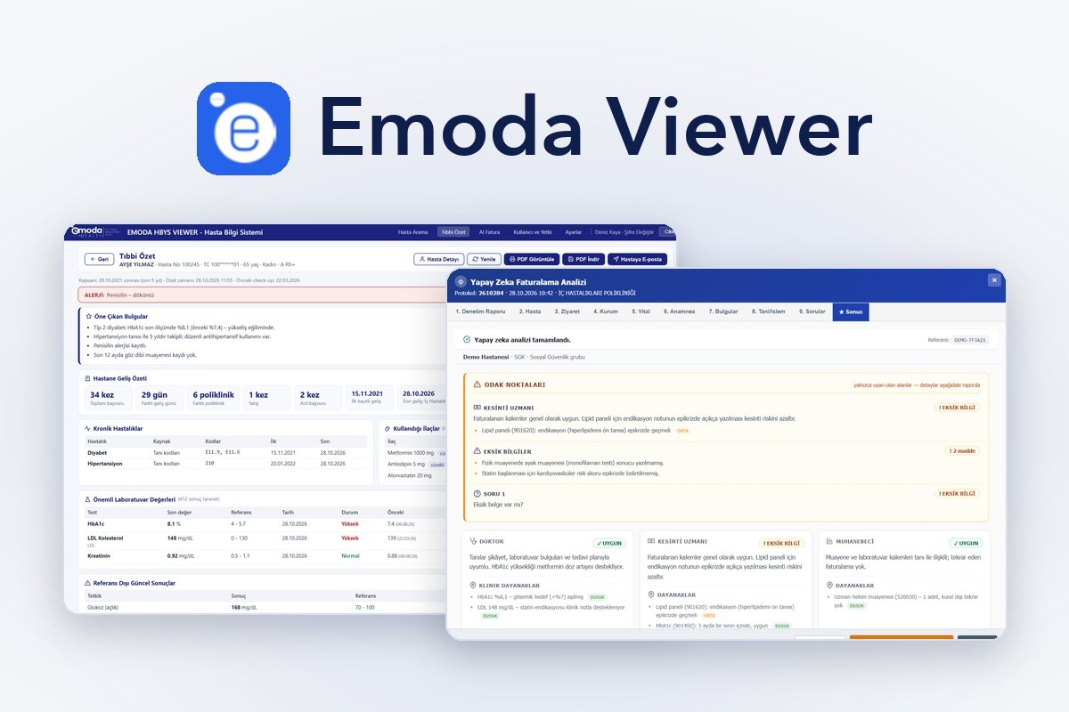 Emoda Viewer — HBYS Veri Görüntüleme ve Yapay Zekâ Platformu