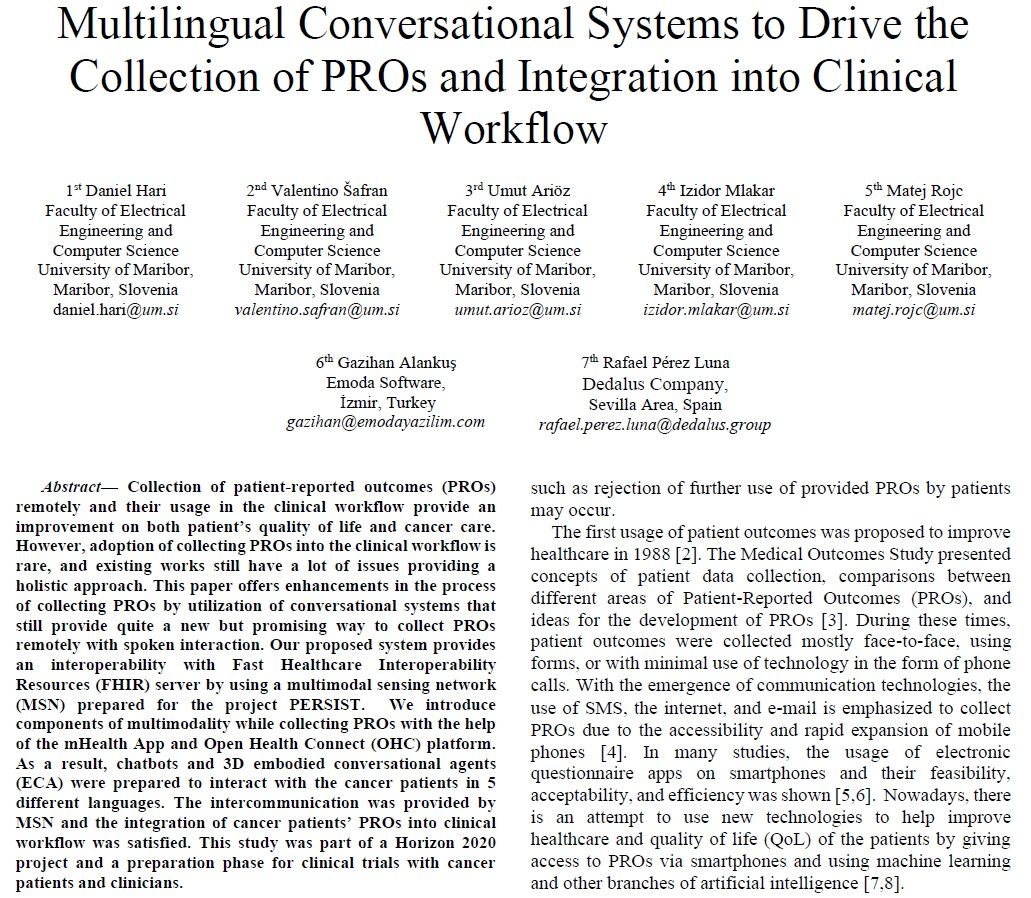 Contribution to multilingual conversational systems study within the PERSIST H2020 project paper